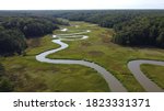 A winding river in York River State Park near Williamsburg, Virginia