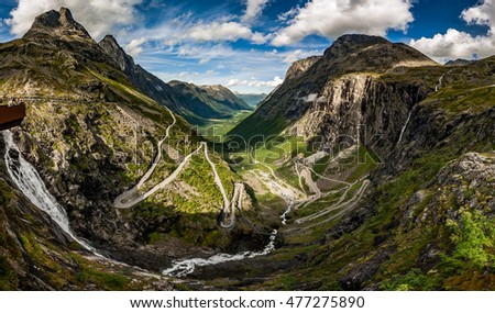 Image, Stock Photo Trollstigen serpentine road in Norway with clouds