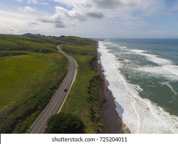 Winding Road Along The California Coastline And PCH Highway 1. 