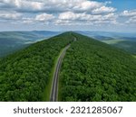 Winding road in the Arkansas Ouachita National Forest on Talimena Drive.