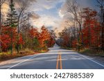 Winding Road at Autumn in Door County of Wisconsin