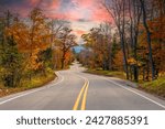 Winding Road at Autumn in Door County of Wisconsin