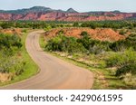 Winding Road at Caprock Canyons State Park, in the eastern edge of the Llano Estacado in Briscoe County, Texas, USA