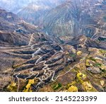 Winding road in the Colca Canyon in Peru, one of the deepest canyons in the world