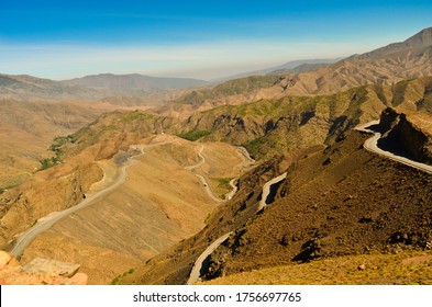 winding road in the high atlas in morocco