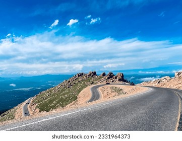 Winding road up to pikes peak Colorado