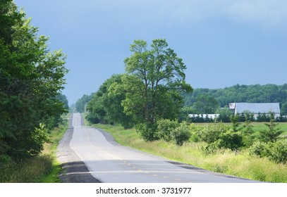 A Winding Road In Rural Ontario.