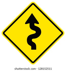 Winding Road Sign - Shutterstock ID 128152511