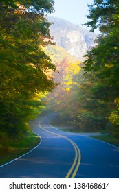 Winding Road Through Autumn Trees, Stowe Vermont, USA