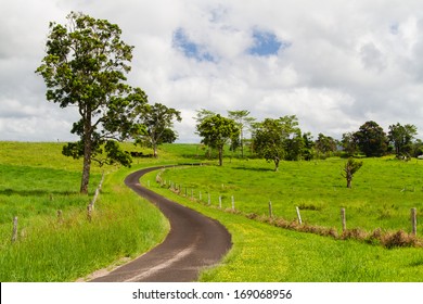 Winding Road Through Farmlands In Queensland, Australia