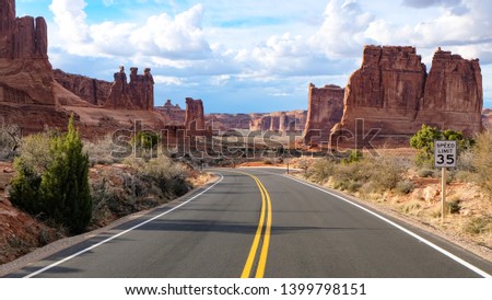 Similar – Image, Stock Photo Open Road in Utah desert