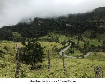 Winding Roads In Colombia. Its Like Being In A Jungle. Enormous Mountains Brings Us Beautiful Scenery.