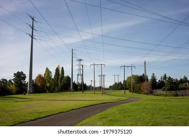 The winding Westside Trail in Beaverton, Oregon, initially the Beaverton Powerline Trail, which runs along Washington County's electrical power utility corridors.
