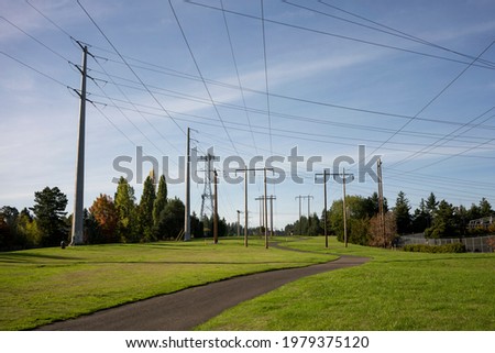 The winding Westside Trail in Beaverton, Oregon, initially the Beaverton Powerline Trail, which runs along Washington County's electrical power utility corridors.