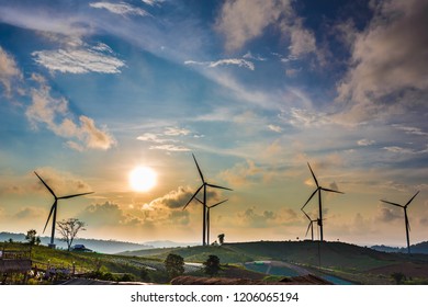 Windmill Hill On Khao  Kor, Petchaboon, Thailand.