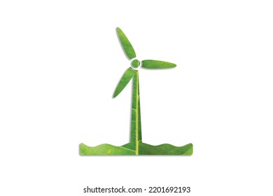 Windmill icon of green leaves on white background, Renewable energy icon, Green energy eco friendly icon, environment concept. - Shutterstock ID 2201692193