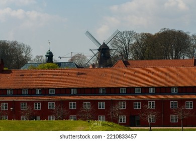 Windmill At Kastellet Fortress Located In Copenhagen Denmark. Spring Sunny Day