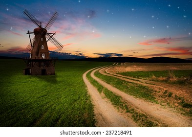 Windmill in the night.