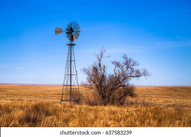 Windmill On The Eastern Plains Of Colorado. 