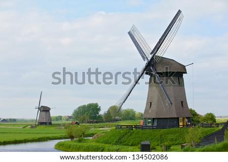 Windmill on the outskirts of Amsterdam. Holland the Netherlands