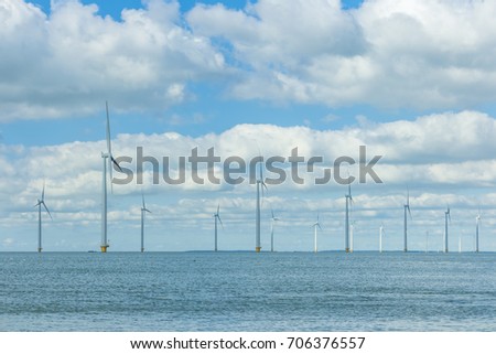 Windmill park Westermeerwind the largest wind farm offshore and on land in theNetherlands.The wind farm produce 1.4 TWh of electricity, enough electricity to over 400,000 households.Urk,Netherlands