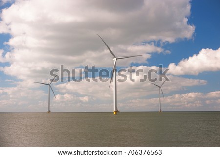 Windmill park Westermeerwind the largest wind farm offshore and on land in theNetherlands.The wind farm produce 1.4 TWh of electricity, enough electricity to over 400,000 households.Urk,Netherlands
