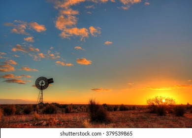 Windmill In Remote Australian Outback