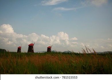 Windmill and sky cloud fields