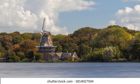 Windmill The Star On The Kralingse Plas In Rotterdam Om A Beautiful Late Summer Day, Tourist Attraction, Autumn