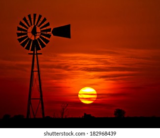 Windmill At Sunset