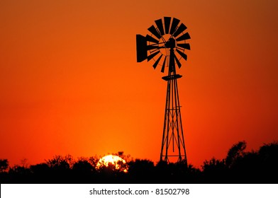 Windmill At Sunset