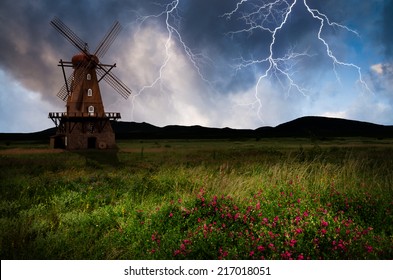 Windmill in the thunderstorm.