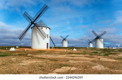 Windmills at Campo de Criptana in the La Mancha region of Spain - Shutterstock ID 2244296359