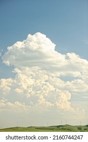 Windmills, Hills And Clouds In Summer