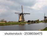 The windmills at Kinderdijk, the Netherlands, a UNESCO world heritage site. Built about 1740 system19 windmills is part of a larger water management system to prevent flooding.