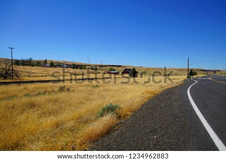 Windmills on the range in eastern Oregon near Condon