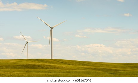 Windmills In The Prairies. Southern Alberta Canada