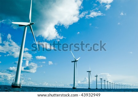 Windmills in a row horizontal
