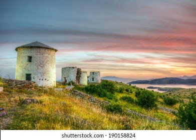 Windmills In Sunset In Bodrum