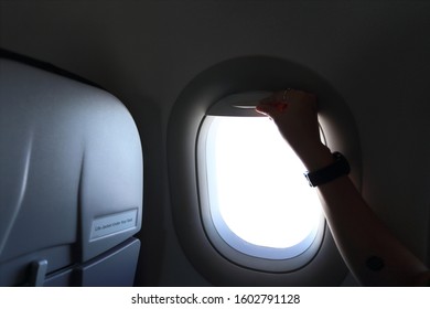 The window of the aeroplane.