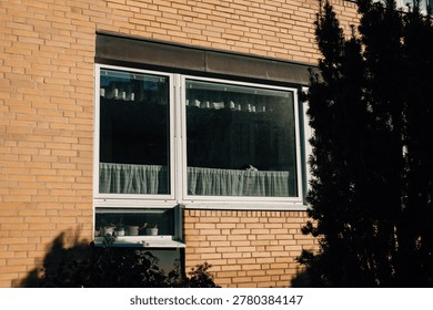 A window in a brick house