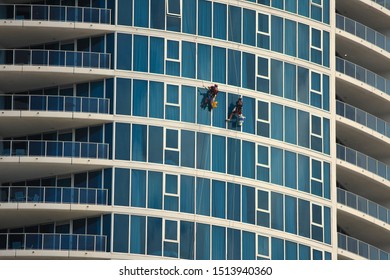 Window Cleaner In A Vacuum On A Sky Scraper