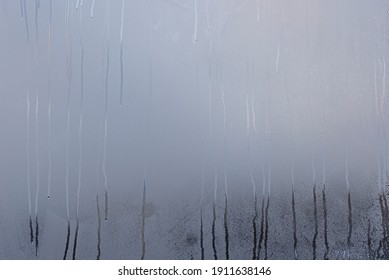 Window With Condensate Or Steam After Heavy Rain, Large Texture Or Background	