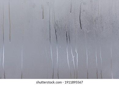 Window With Condensate Or Steam After Heavy Rain, Large Texture Or Background	