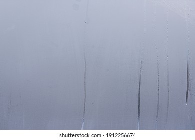 Window With Condensate Or Steam After Heavy Rain, Large Texture Or Background	