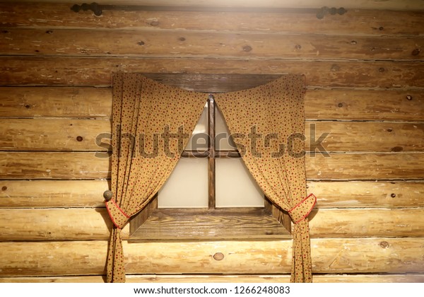 Window Curtains Log Cabin Stock Photo Edit Now 1266248083