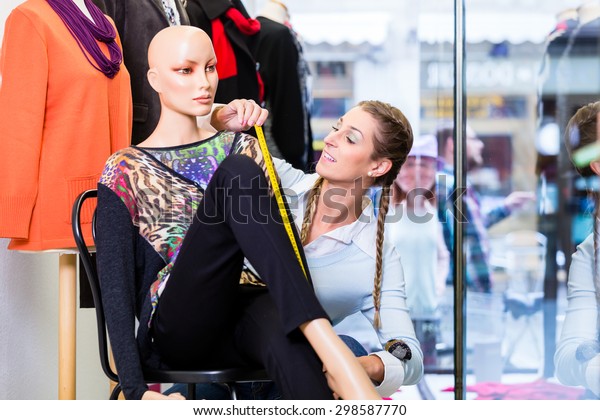 Window Dresser Small Business Owner Decorating Stock Photo Edit