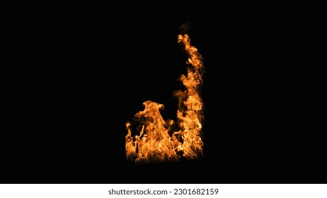 a window fire. flames on black background. fire igniting and burning. window flame isolate