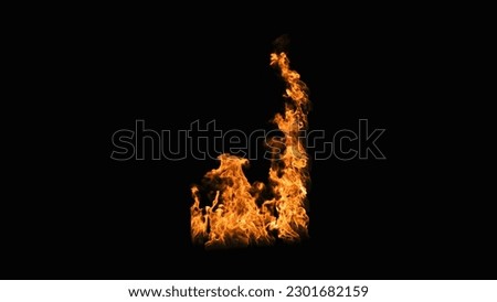 a window fire. flames on black background. fire igniting and burning. window flame isolate