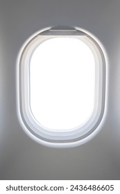 Window frame of inside airplane with high light of day time for pattern background.
